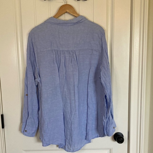 Sigrid Olsen Womens Light Blue Popover Tunic Blouse Shirt Size‎ 2X Linen Classic - Picture 11 of 12